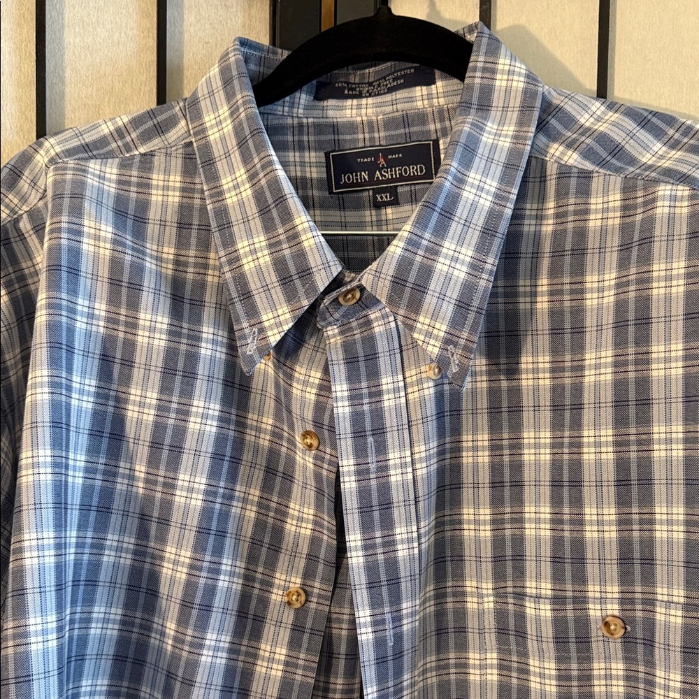 John Ashford Men's Light Blue Checkered Shirt